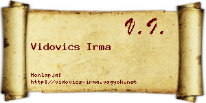 Vidovics Irma névjegykártya