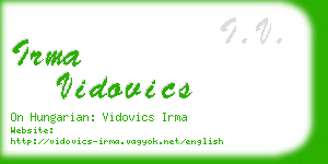 irma vidovics business card